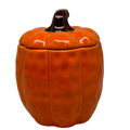 Covered Ceramic Pumpkin Jar Wax Candle - Orange