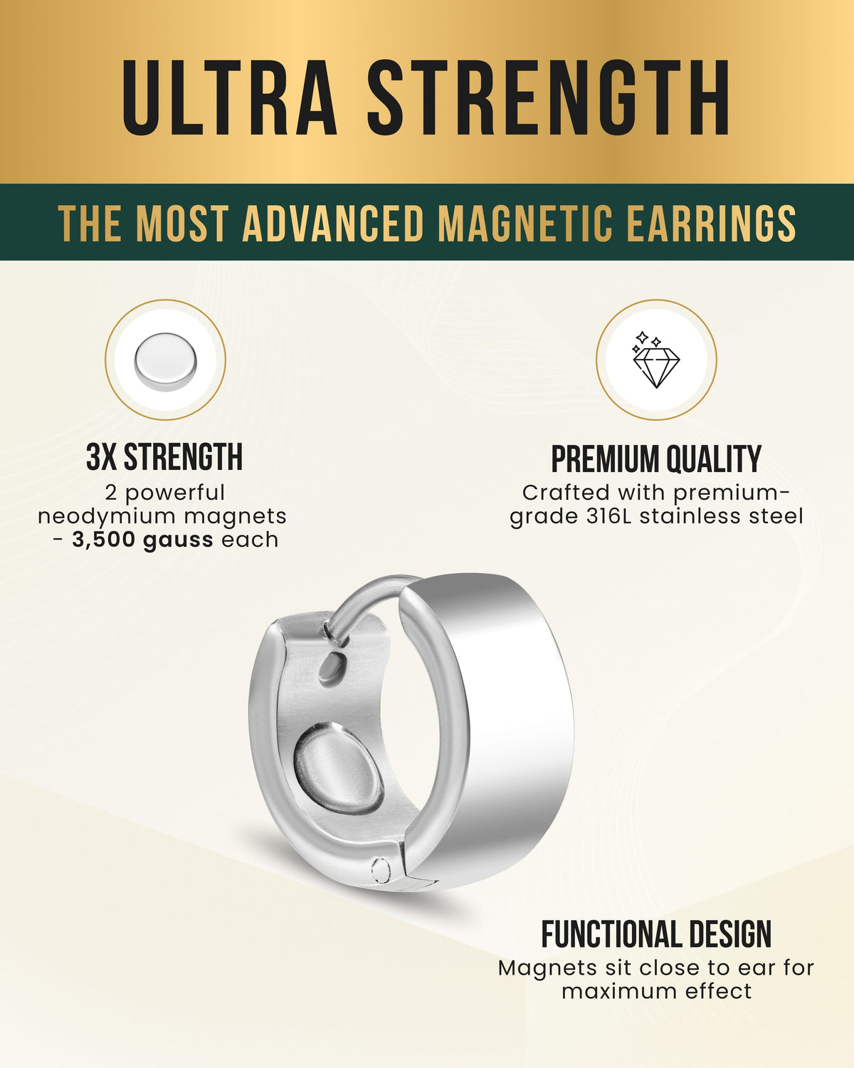 Polished Magnetic Therapy Earrings for Women (Silver)
