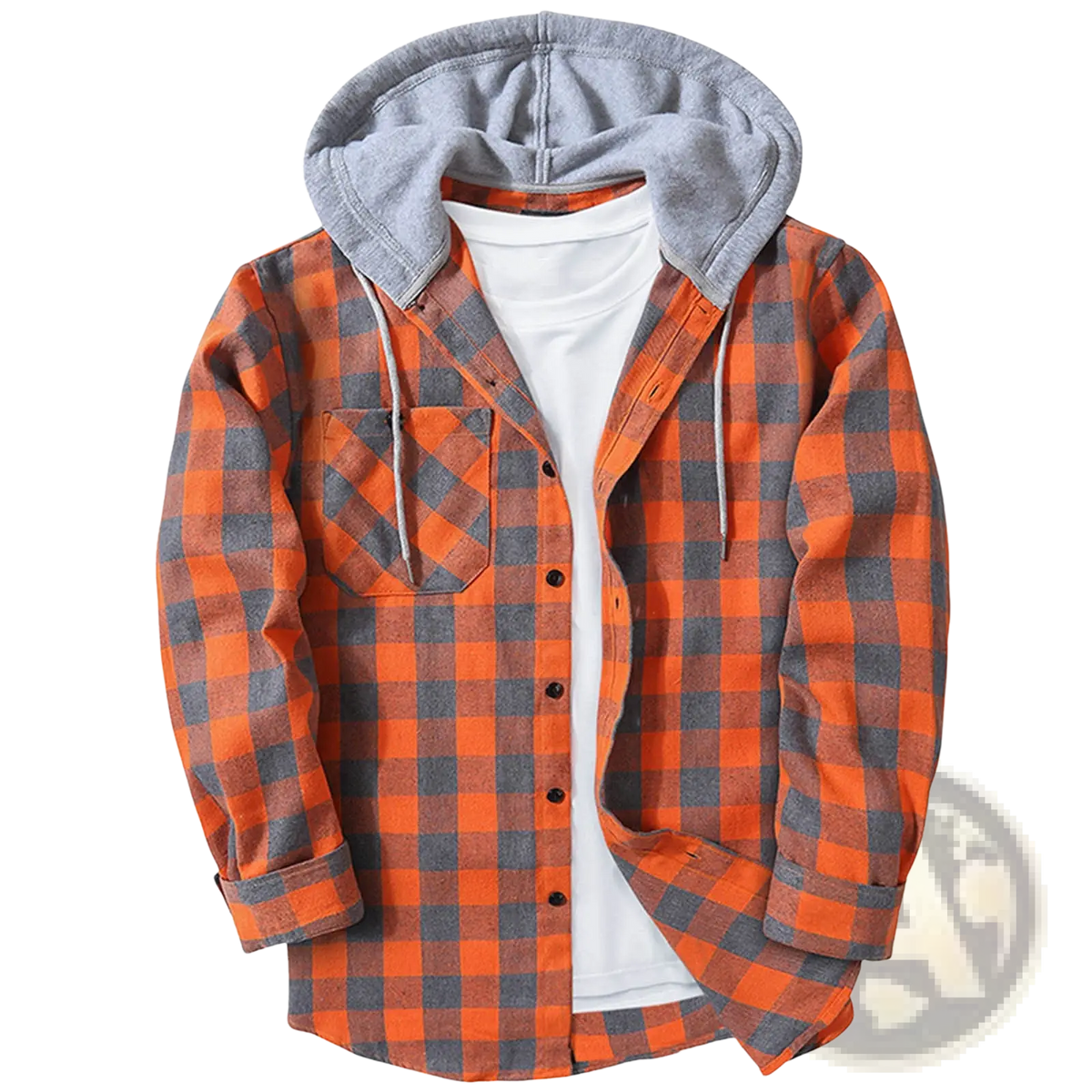 Men's Fleece Lined Plaid Flannel Hooded Shirt