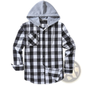 Men's Fleece Lined Plaid Flannel Hooded Shirt