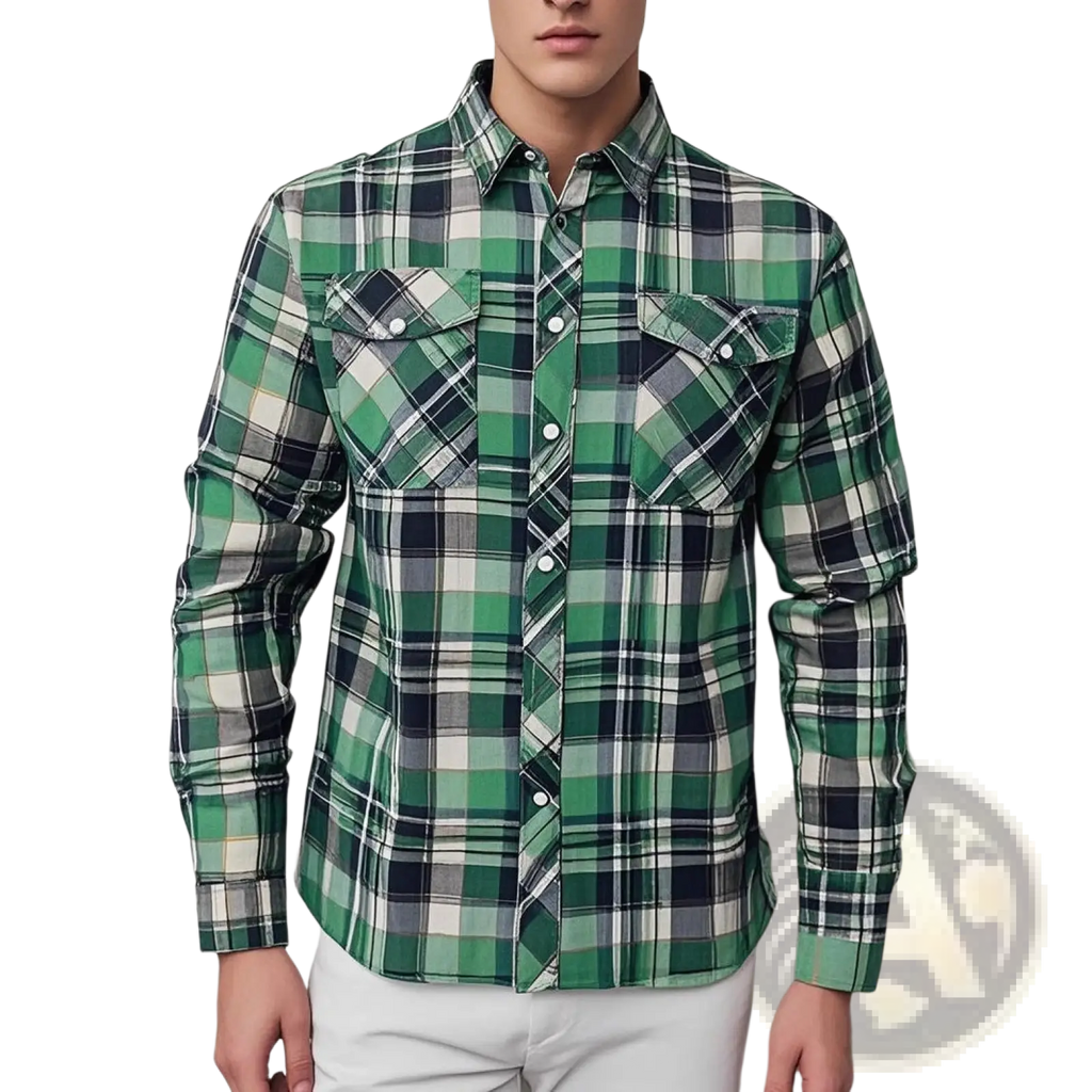Men's Slim Fit Plaid Flannel Button Up Shirt