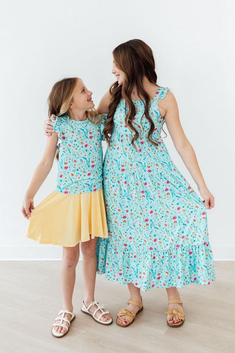 Bluebell Breeze Ruffle Maxi Dress