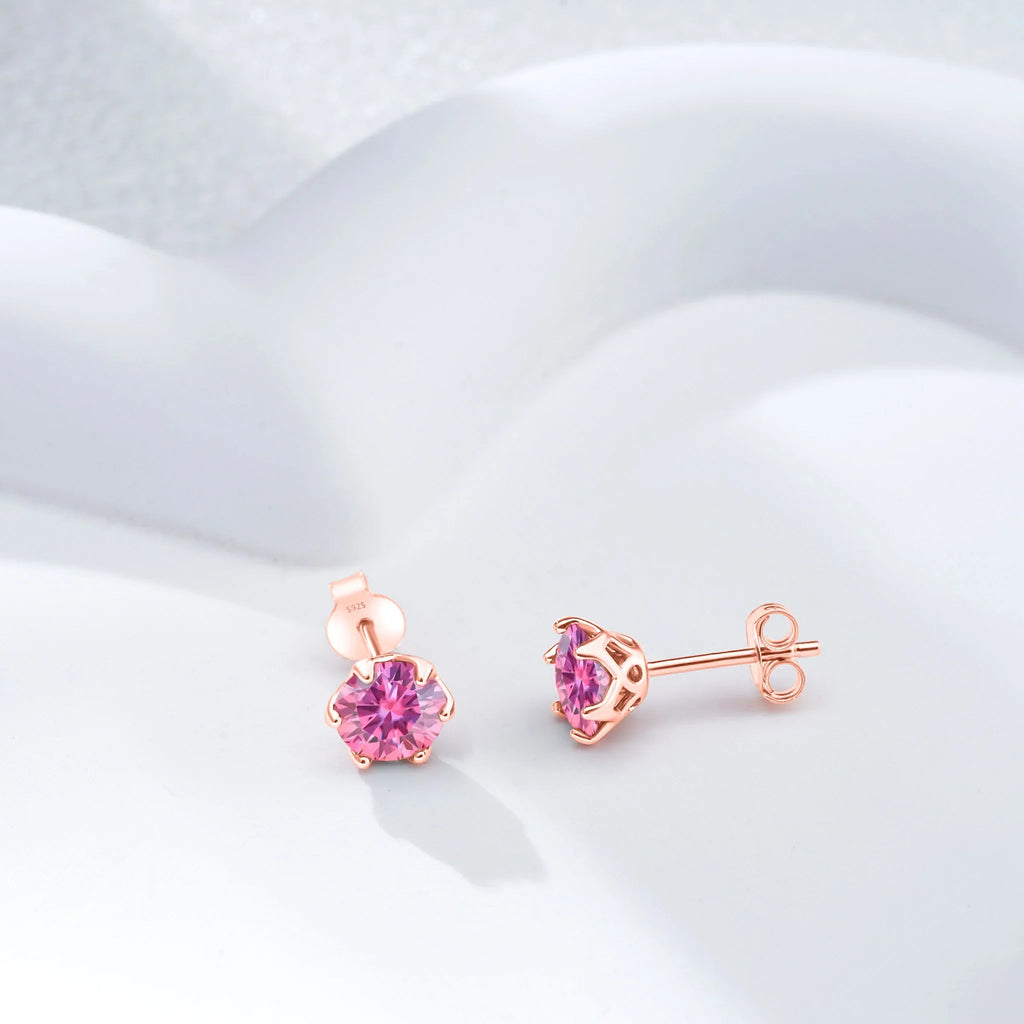 Moissanite Stud Earrings 0.5-2 CT 925 Sterling Silver Rose Gold Plated Gift
