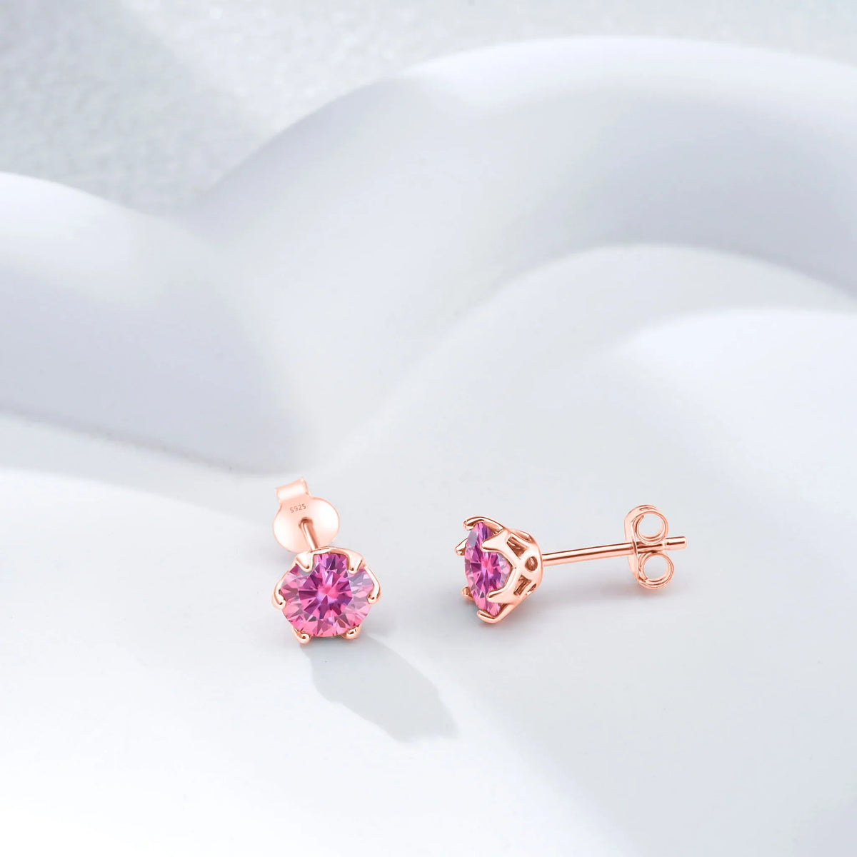 Moissanite Stud Earrings 0.5-2 CT 925 Sterling Silver Rose Gold Plated Gift