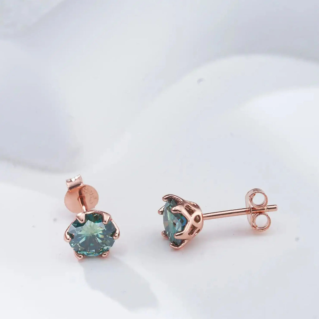 Moissanite Stud Earrings 0.5-2 CT 925 Sterling Silver Rose Gold Plated Gift
