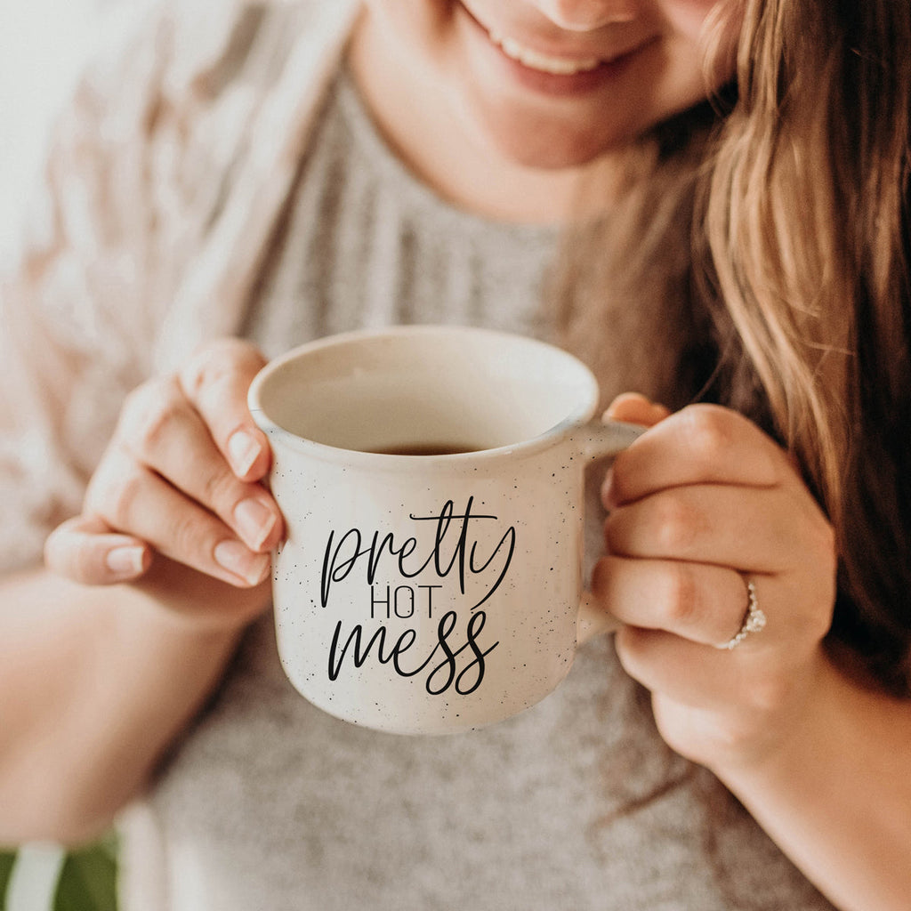 Pretty Hot Mess 14.5oz Ceramic Coffee Mug Funny Hot Mess Quote Cup For Home Office And Travel