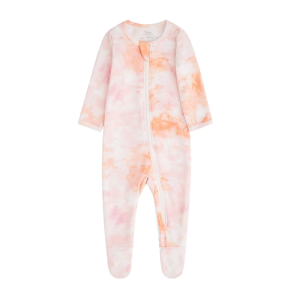 O2 BABY Baby Boys Girls Organic Cotton Zip-Front Sleeper Pajamas, Footed Sleep 'n Play 12-18 Months Orange/Pink 1 - # BOAA11710012