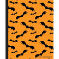 Notebook: Bat Composition Notebook with Orange and Black Halloween Theme- 7.5 x 9.25-110 Pages-Wide-Ruled- Perfect Gift for Hall - Paperback