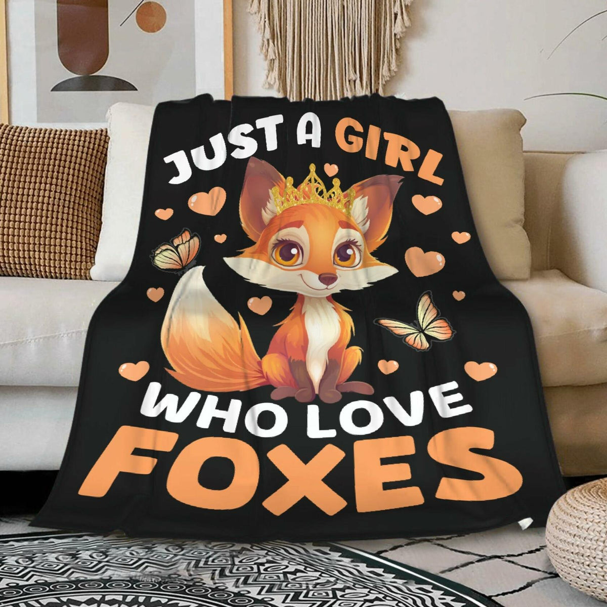 Just a Girl Who Loves Foxes Blanket Warm Soft Throw 40x50 Kids