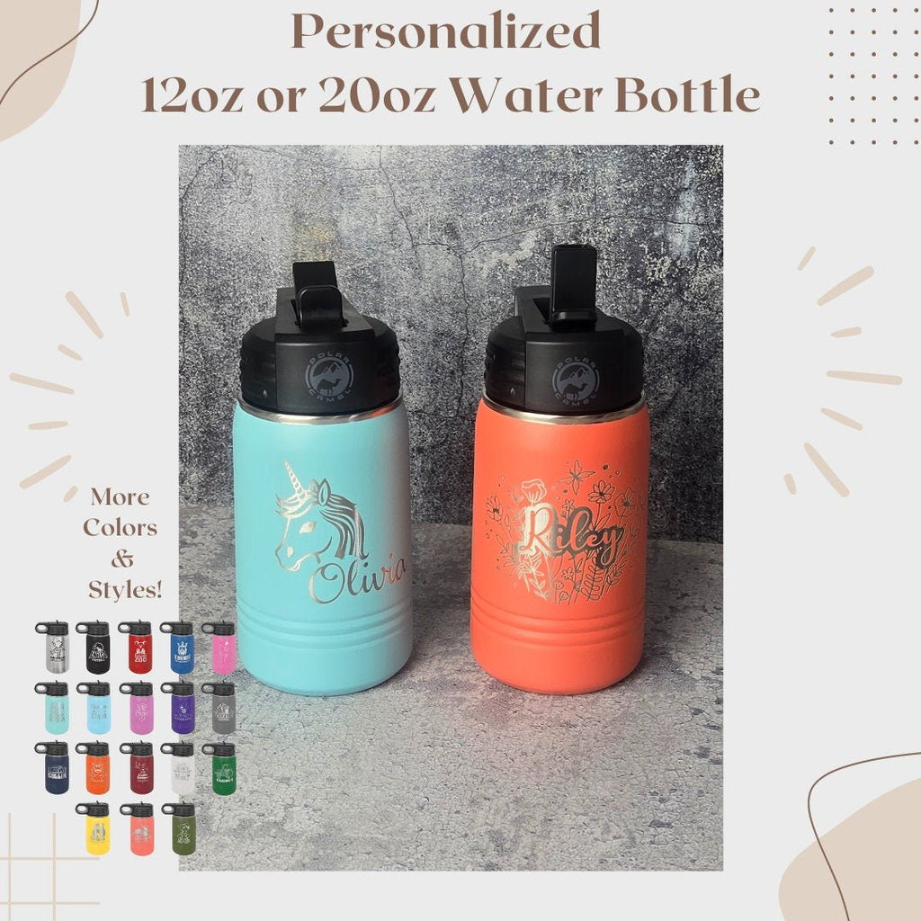 Personalized Kids Water Bottle with Straw