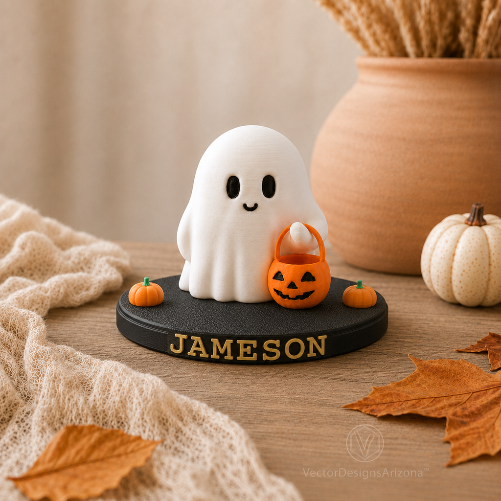 Tiny Trick-or-Treat Ghost with Optional Personalized Stand