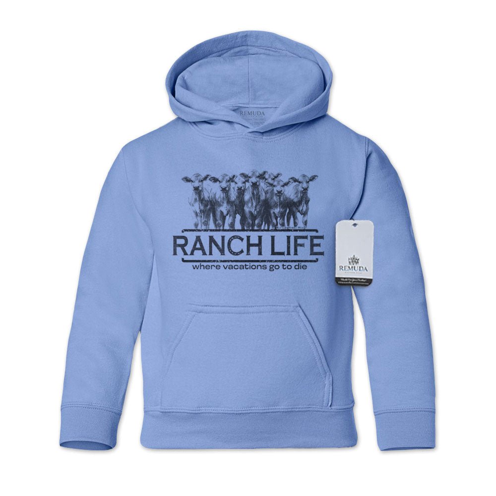 Ranch Life Where Vacations Go To Die - Youth Western Pullover Hoodie