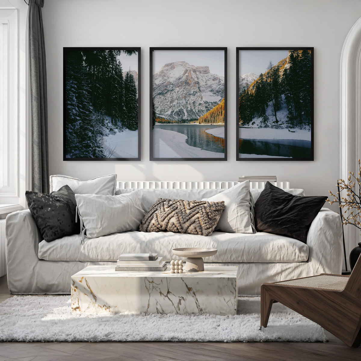 Scandi Nature Triptych – 3 Piece Mountain Wall Art
