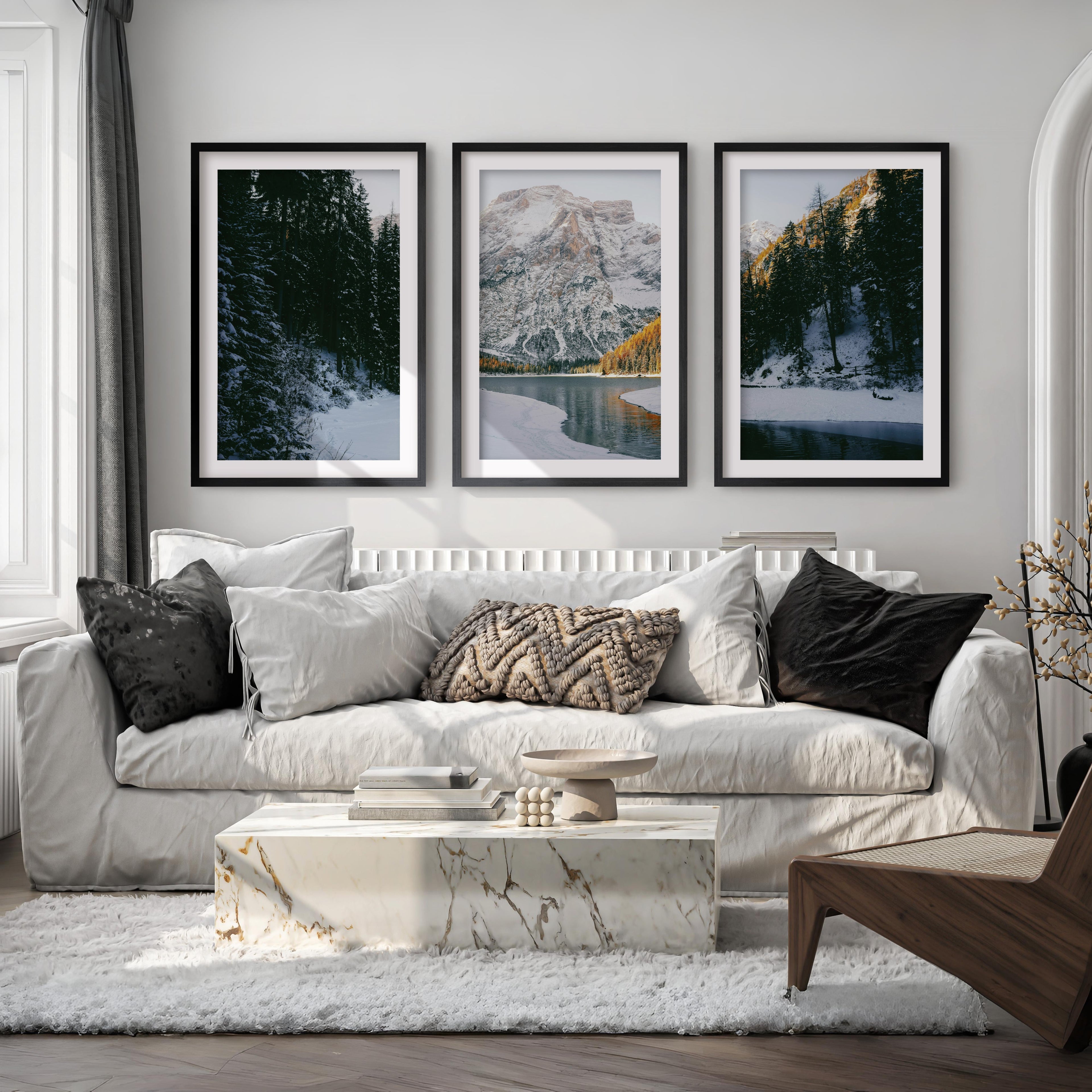 Scandi Nature Triptych – 3 Piece Mountain Wall Art