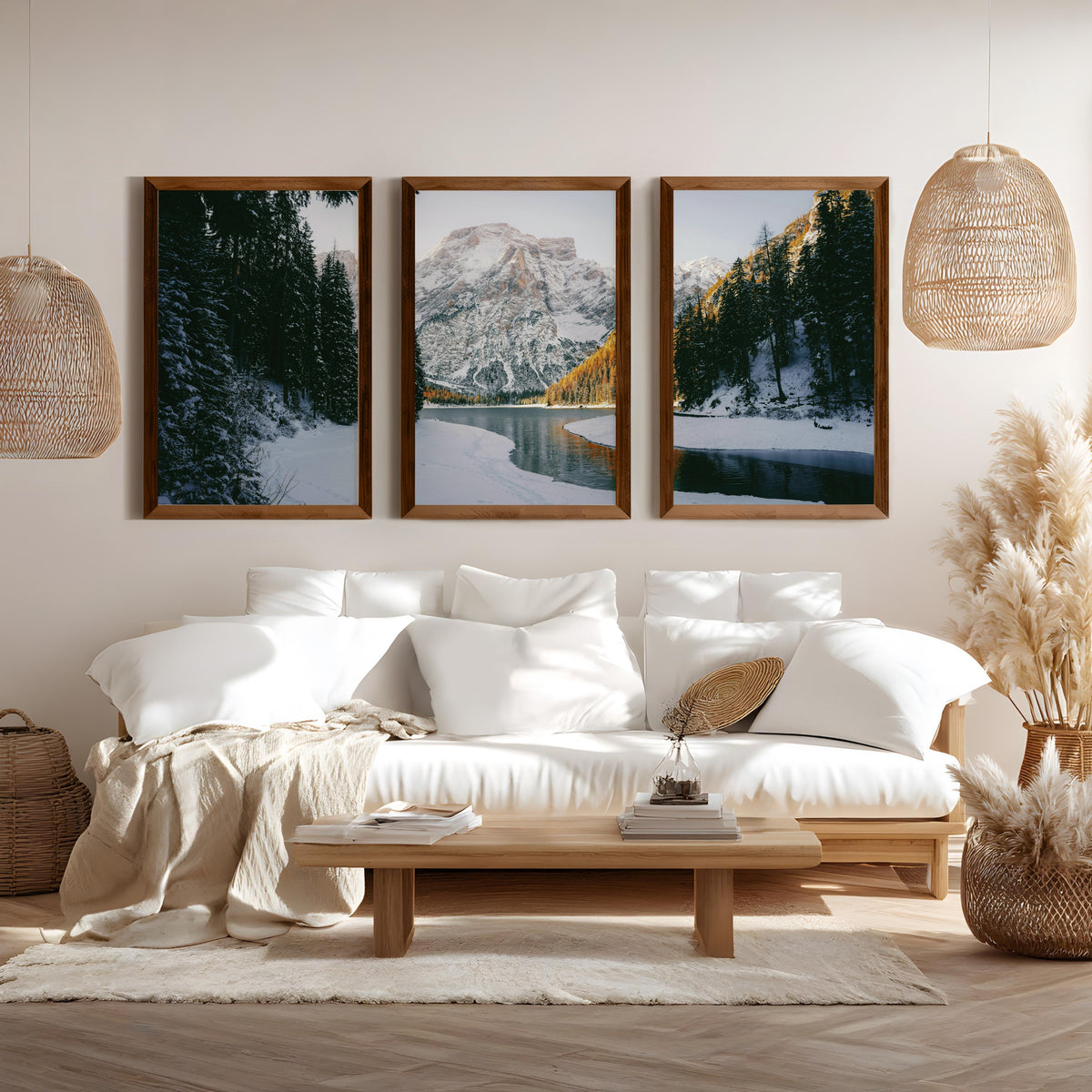 Scandi Nature Triptych – 3 Piece Mountain Wall Art