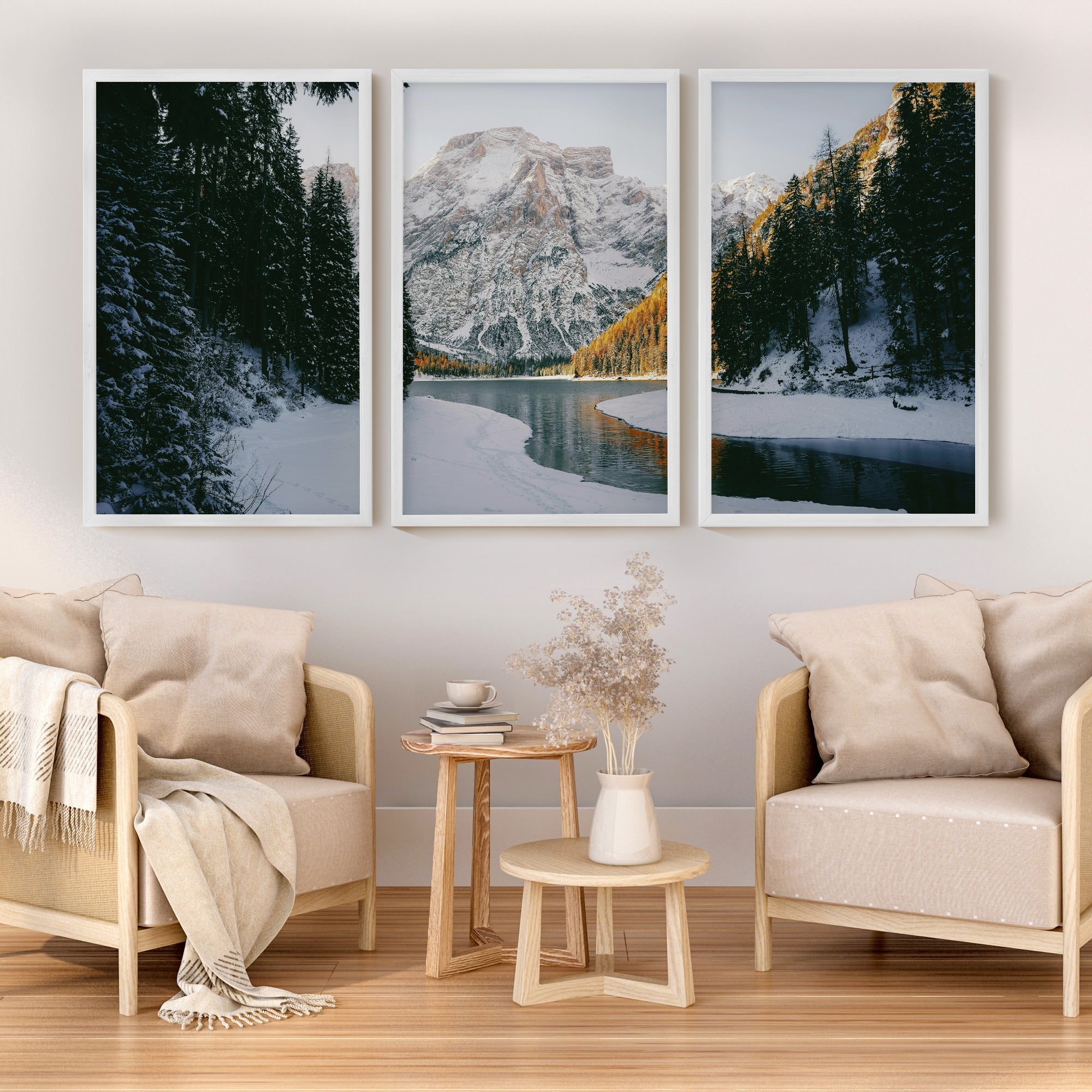 Scandi Nature Triptych – 3 Piece Mountain Wall Art