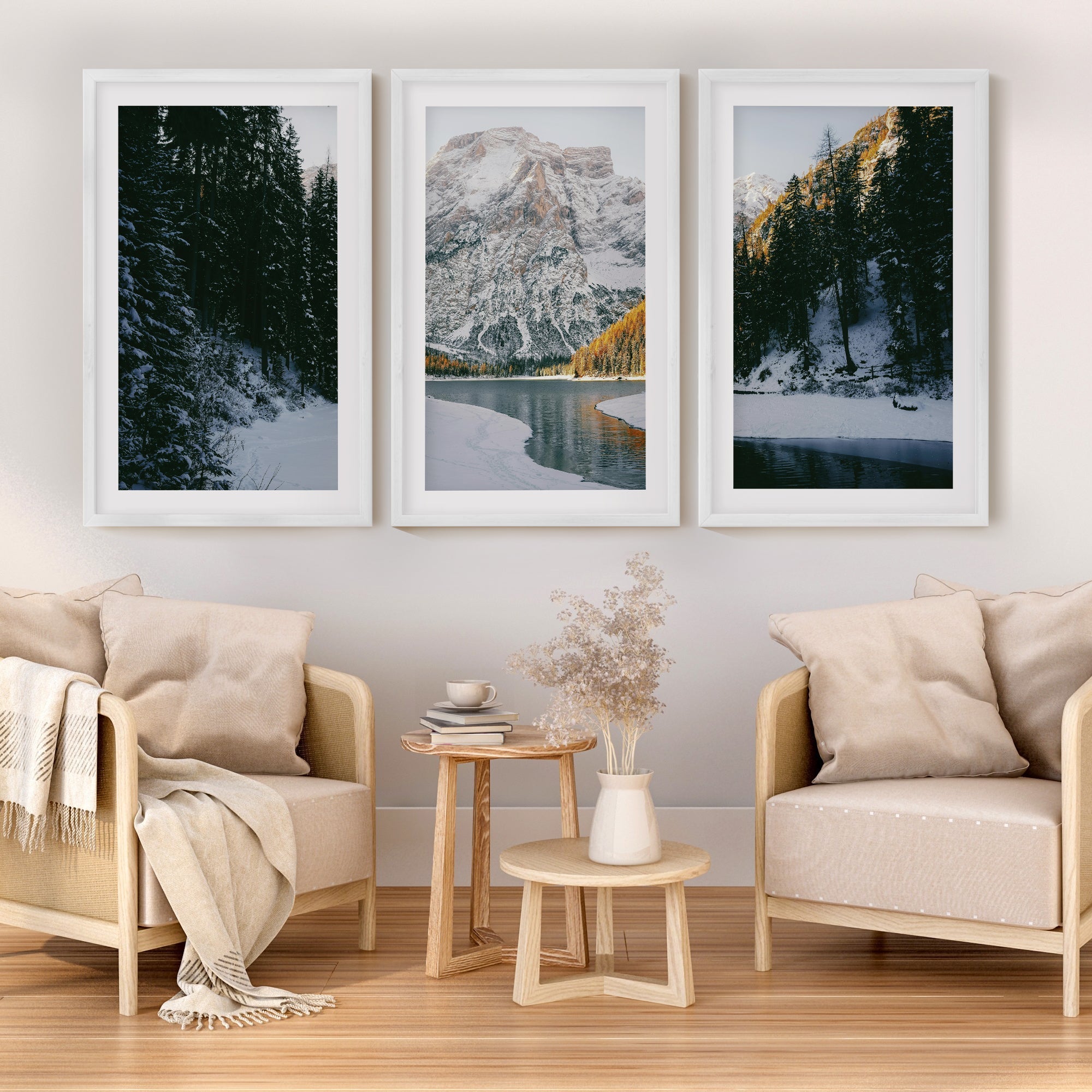 Scandi Nature Triptych – 3 Piece Mountain Wall Art