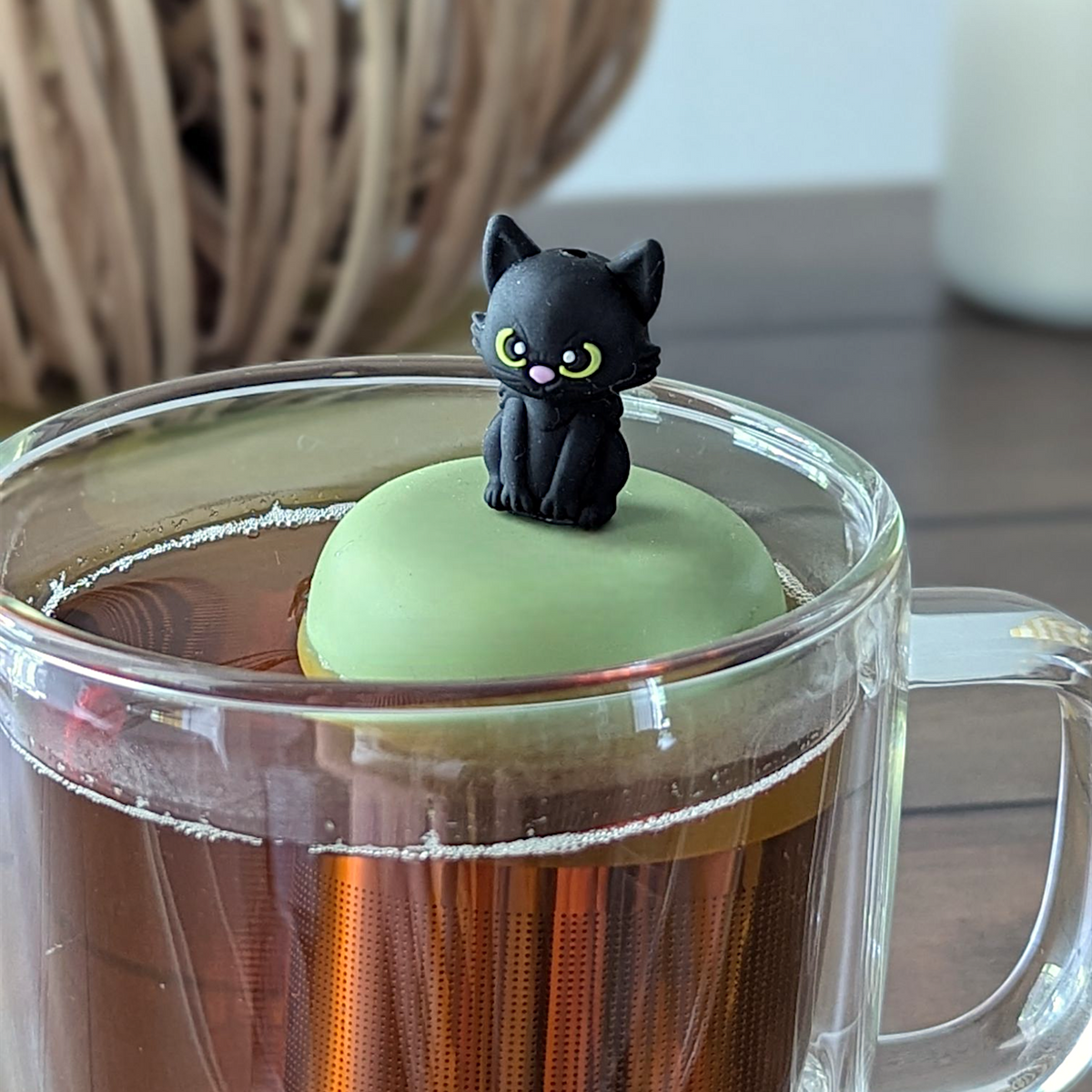 Floating Black Halloween Cat Tea Infuser - Cute Animal Tea Infuser for Loose Leaf Tea