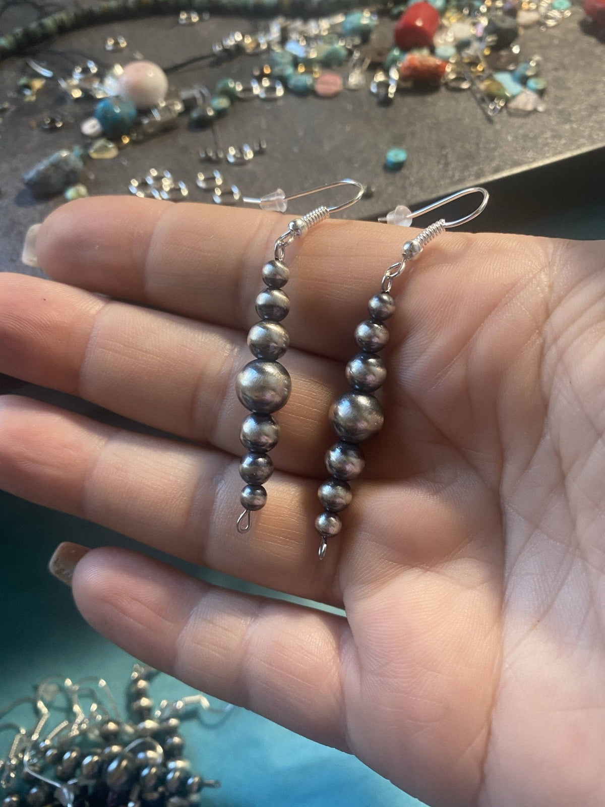 Sterling Pearl Drop Earrings — 1.5 inch drop (Made in USA, 4-5-6-8mm)