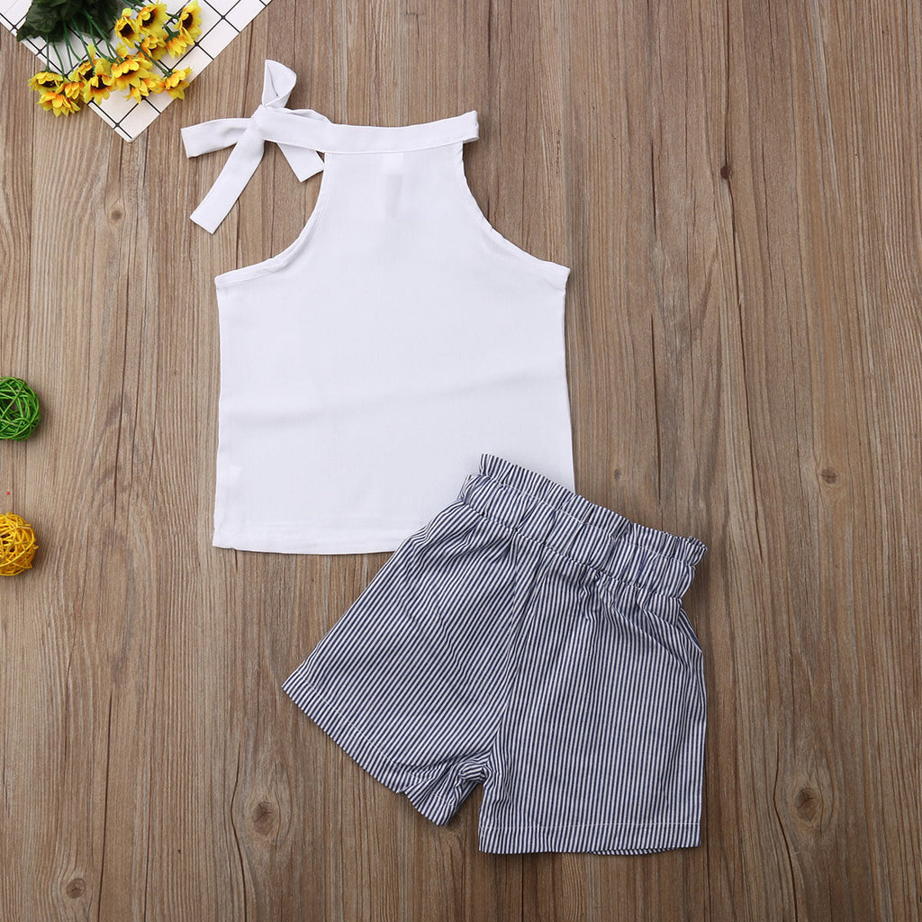 Summer Baby Girl Clothes Set | Sleeveless T-Shirt & Shorts - # BAAA51210056