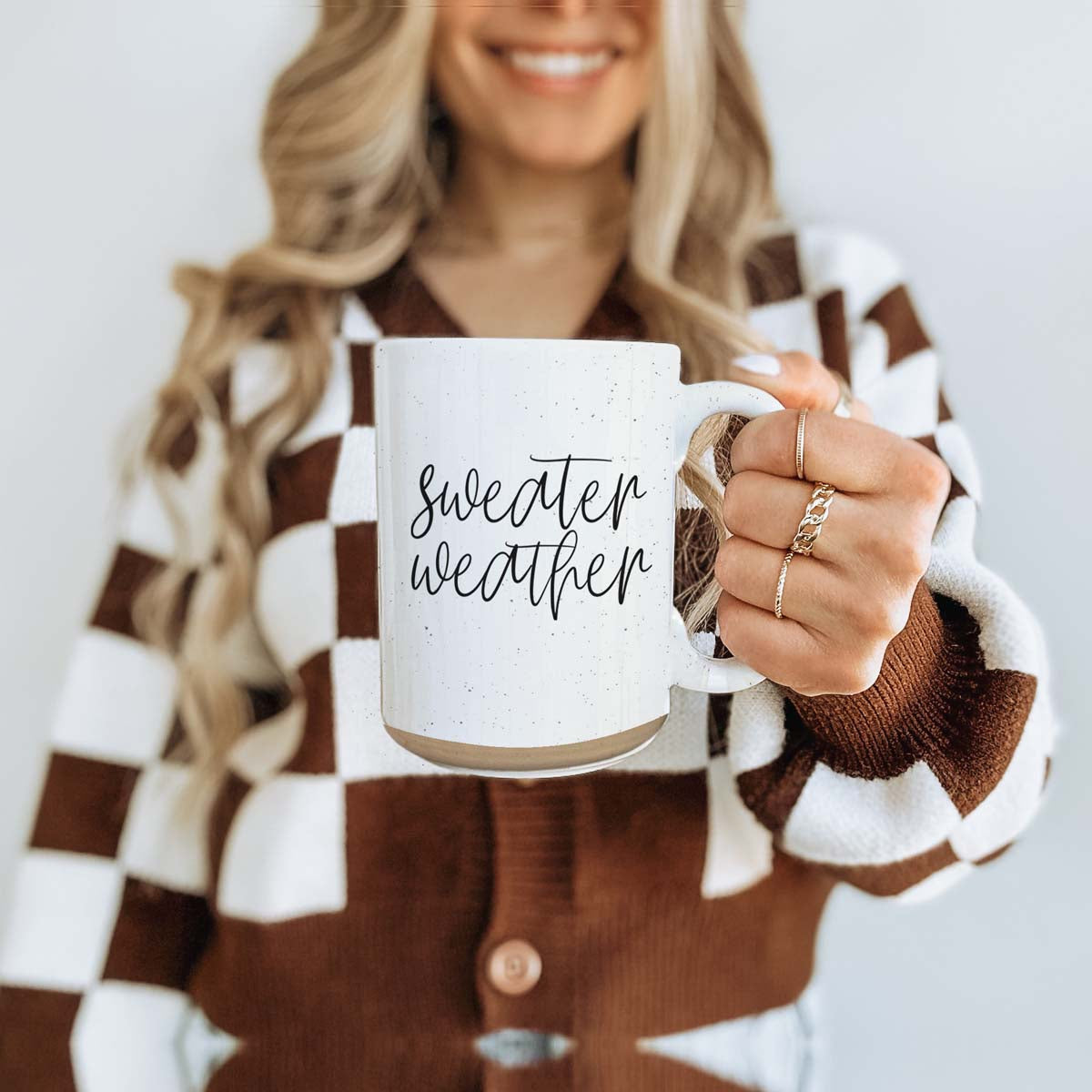 Sweater Weather Ceramic Mug 16oz - Cozy Autumn Winter Coffee Tea Cup