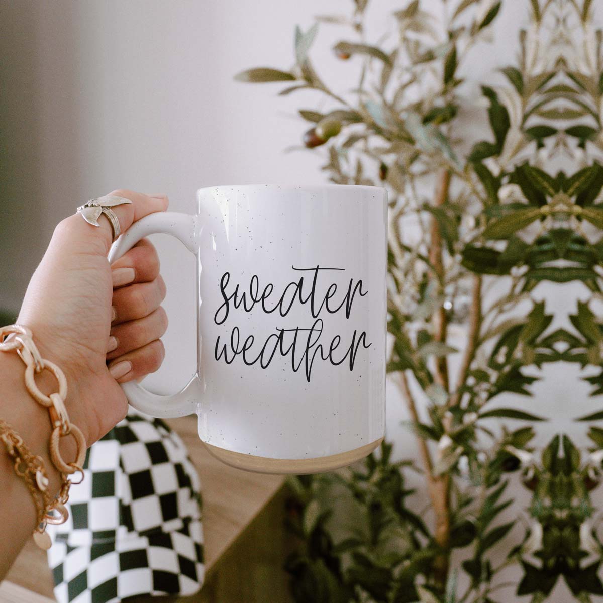 Sweater Weather Ceramic Mug 16oz - Cozy Autumn Winter Coffee Tea Cup