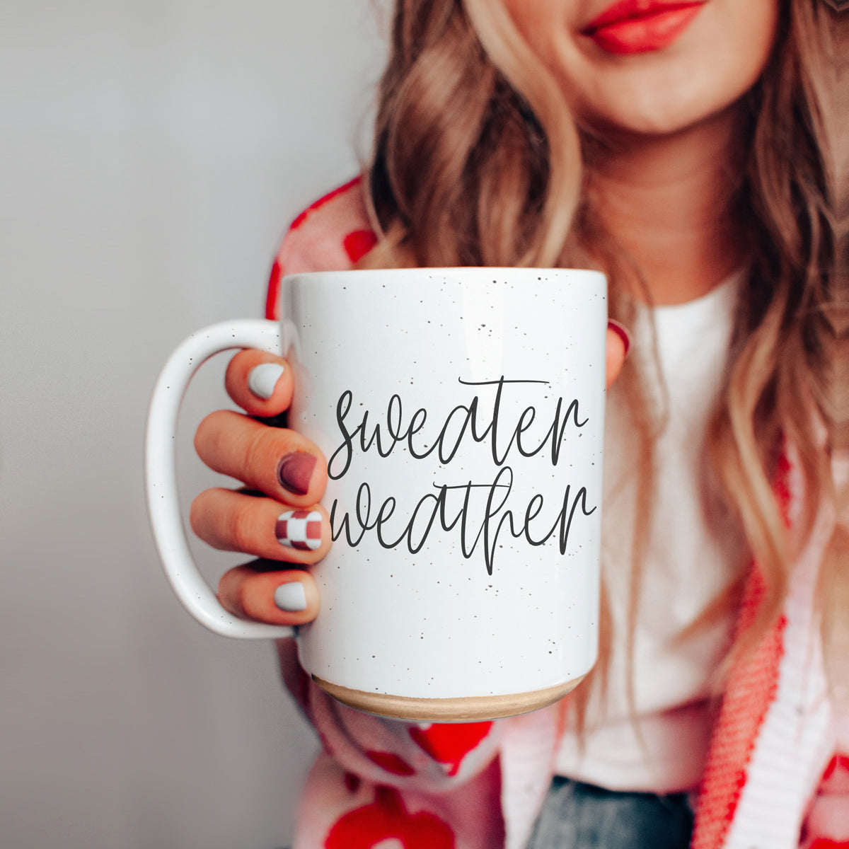 Sweater Weather Ceramic Mug 16oz - Cozy Autumn Winter Coffee Tea Cup