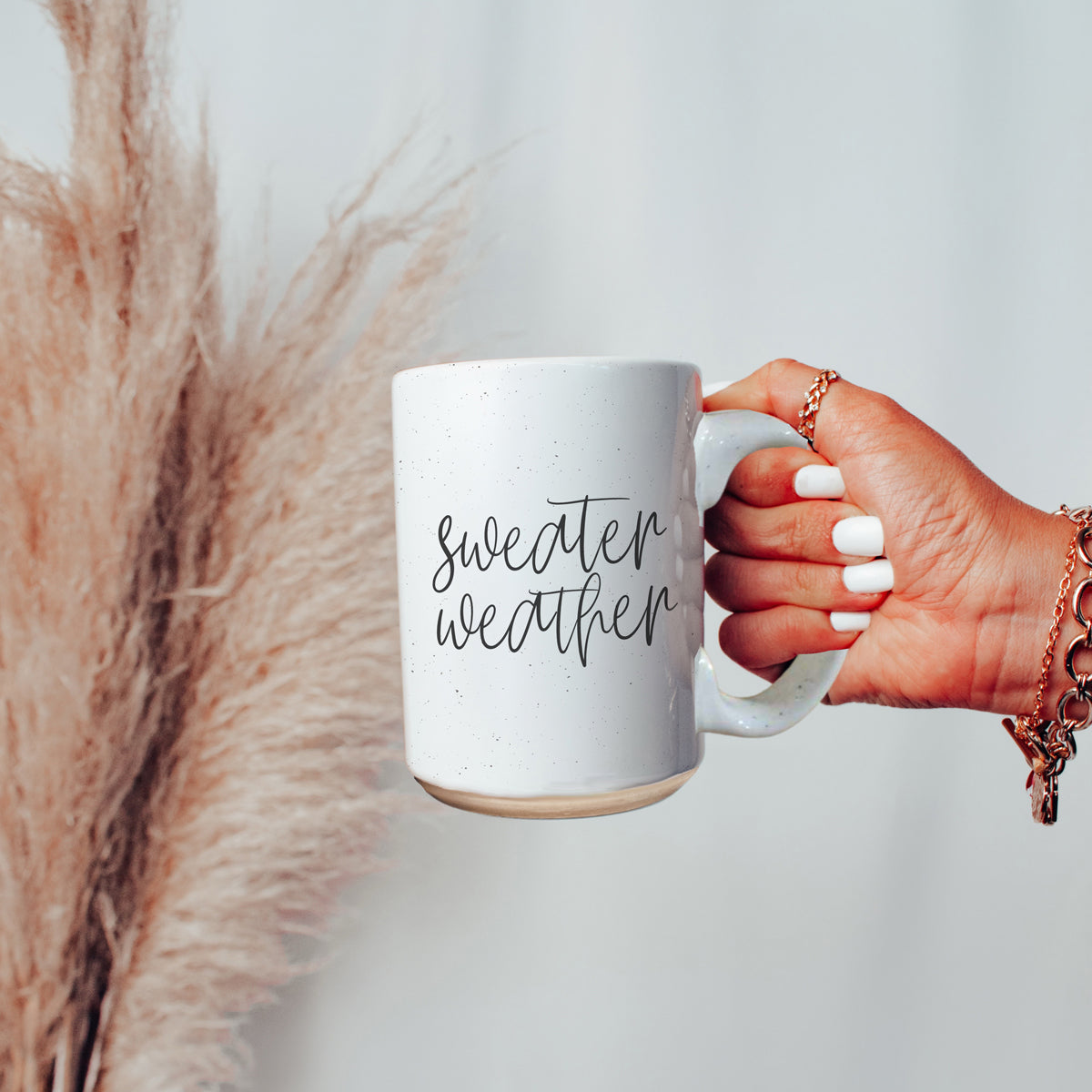 Sweater Weather Ceramic Mug 16oz - Cozy Autumn Winter Coffee Tea Cup