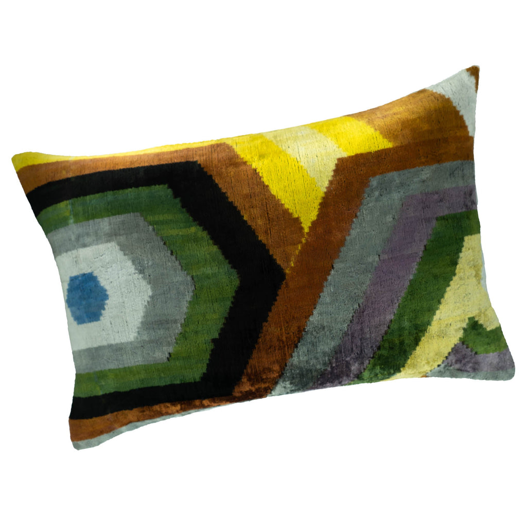 Trance Silk Velvet Ikat Throw Pillow Cover 16 X 24