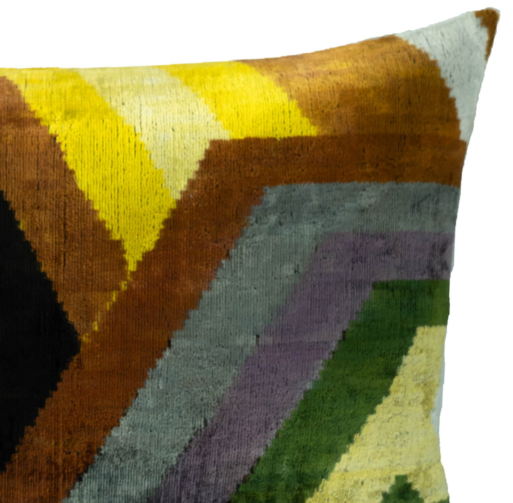 Trance Silk Velvet Ikat Throw Pillow Cover 16 X 24