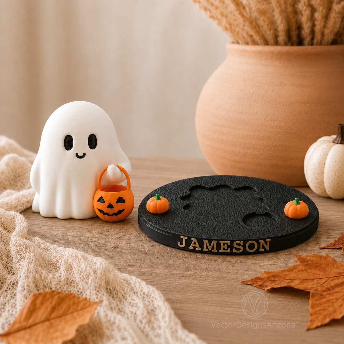 Tiny Trick-or-Treat Ghost with Optional Personalized Stand