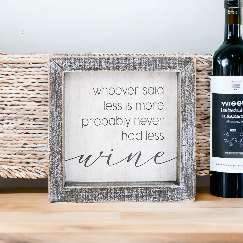Wine Kitchen Sign 5x5 Thick Framed Wooden Bar Label Sign For Wine Lovers