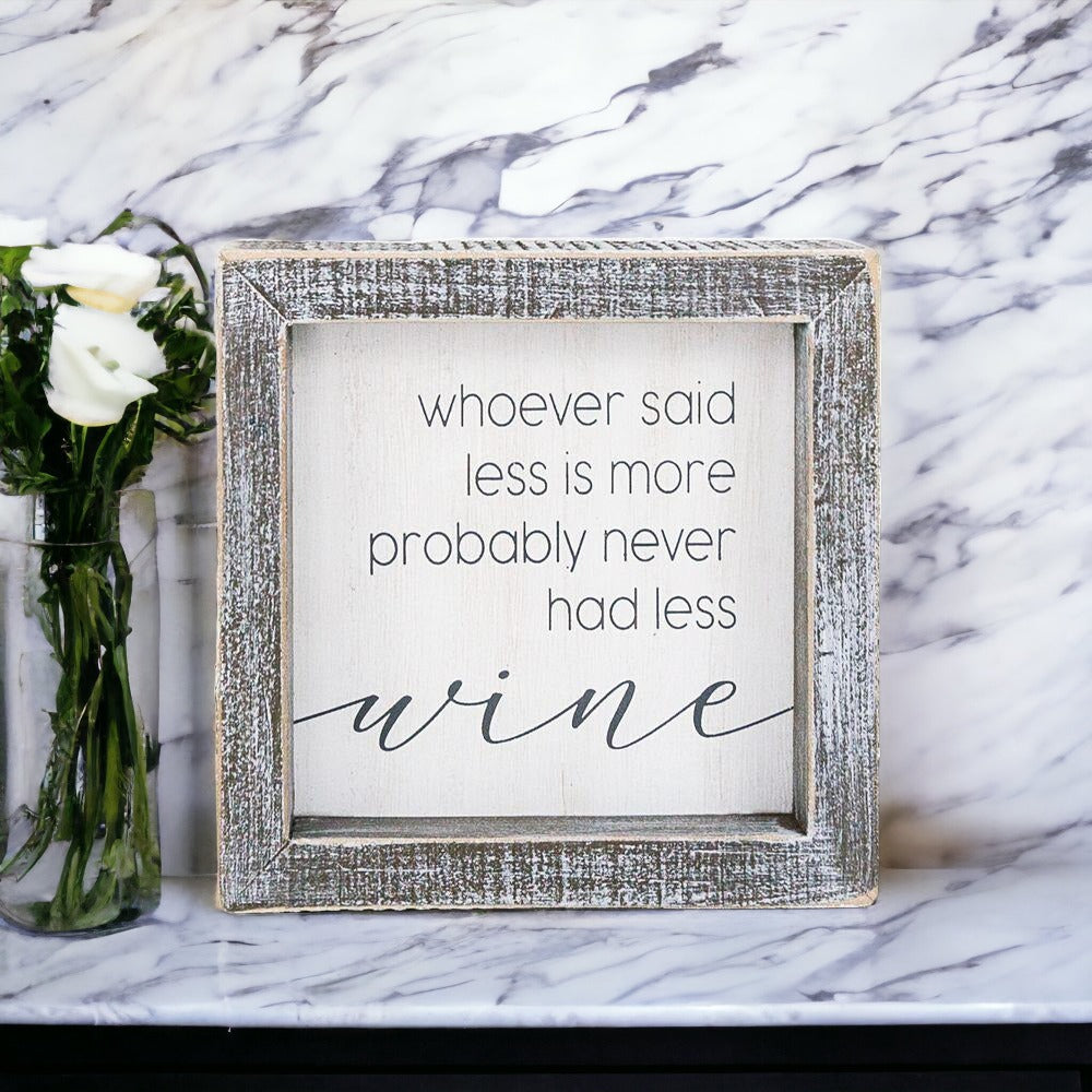 Wine Kitchen Sign 5x5 Thick Framed Wooden Bar Label Sign For Wine Lovers