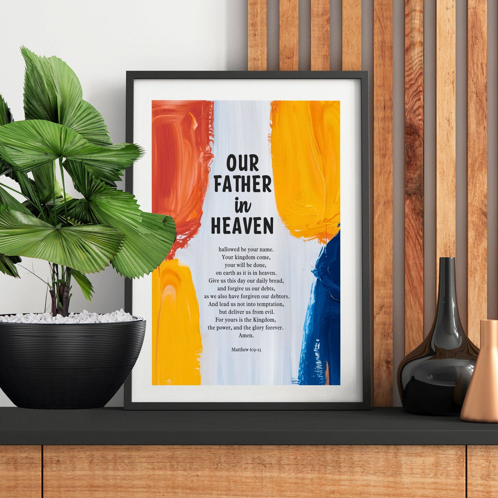 Wall Decor Giclee Poster Art Print - our Father Bible Verse - Abstract Artwork