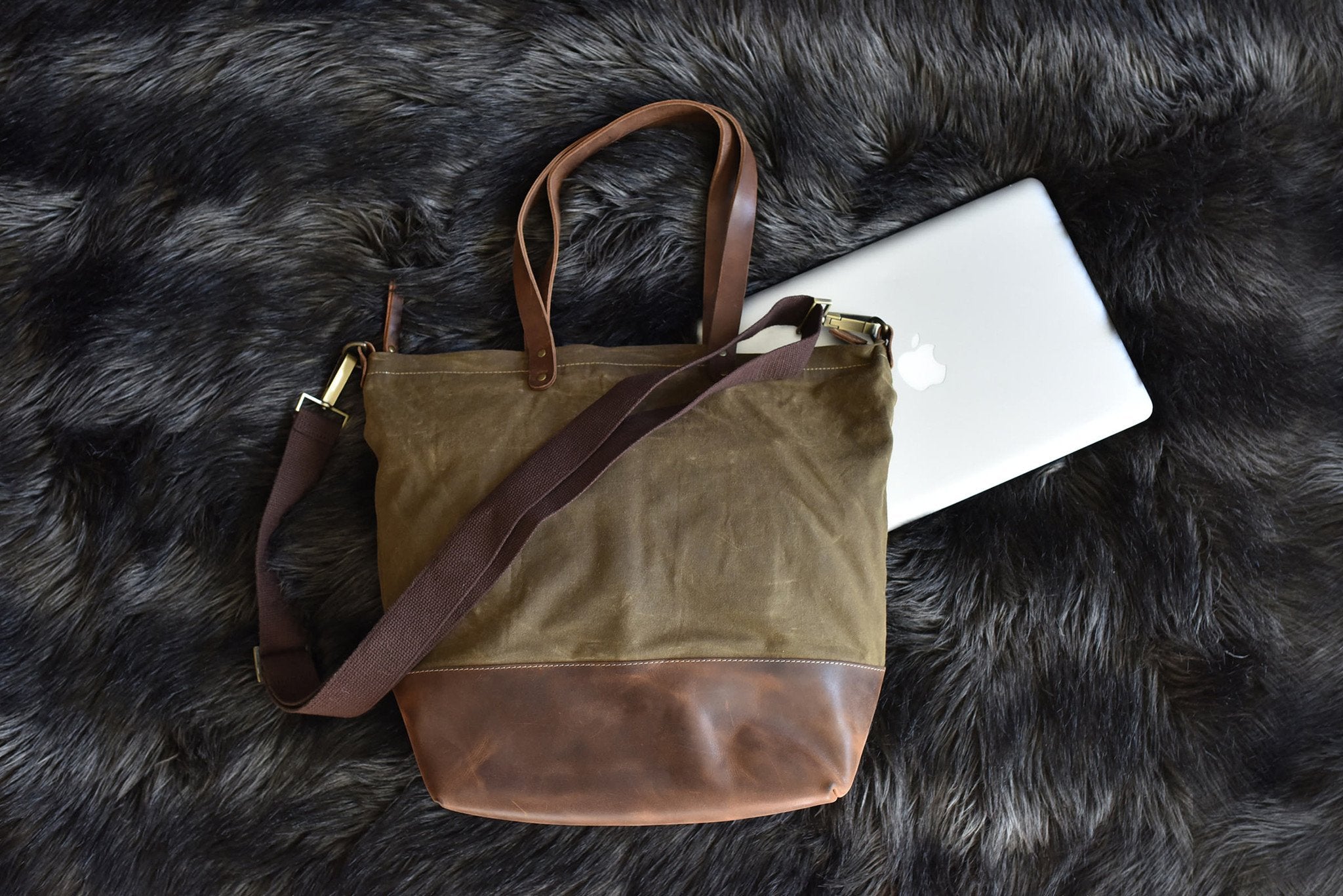 Waxed Canvas And Leather Boyfriend Tote Bag Large Everyday