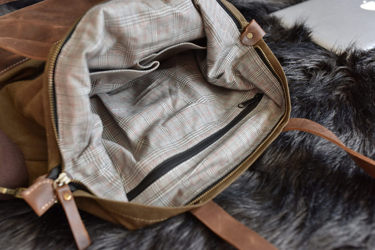 Waxed Canvas And Leather Boyfriend Tote Bag Large Everyday