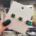 Women Hair Clips Set Jewelry Fashion Green Crystal Hair Accessories Luxury Simulation Pearl Barrette Pin For Girl Gift Ornaments Fashion Hairgrips Accessories For Party