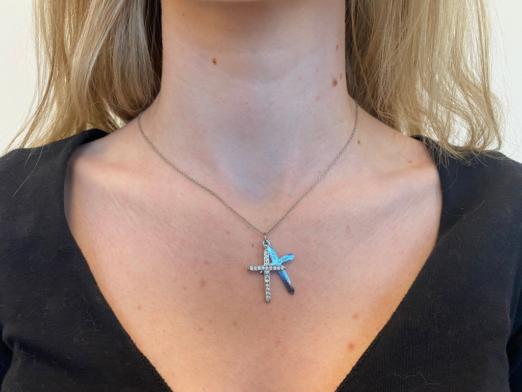 CZ Twin Cross Necklace