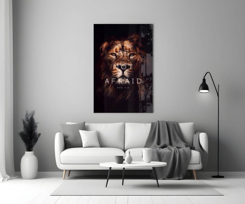 Be Not Afraid Lion Verse Glass Wall Art