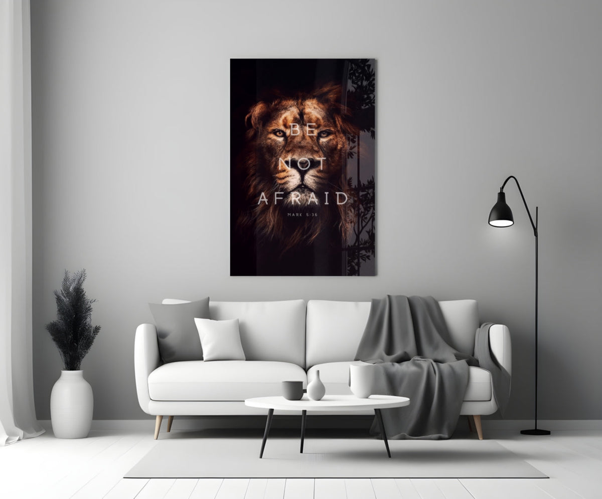 Be Not Afraid Lion Verse Glass Wall Art